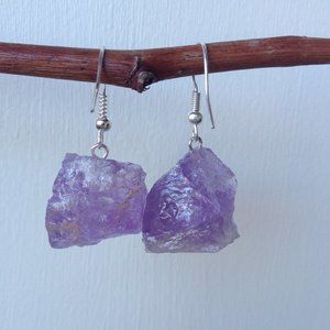 Rough Amethyst Crystal Earrings